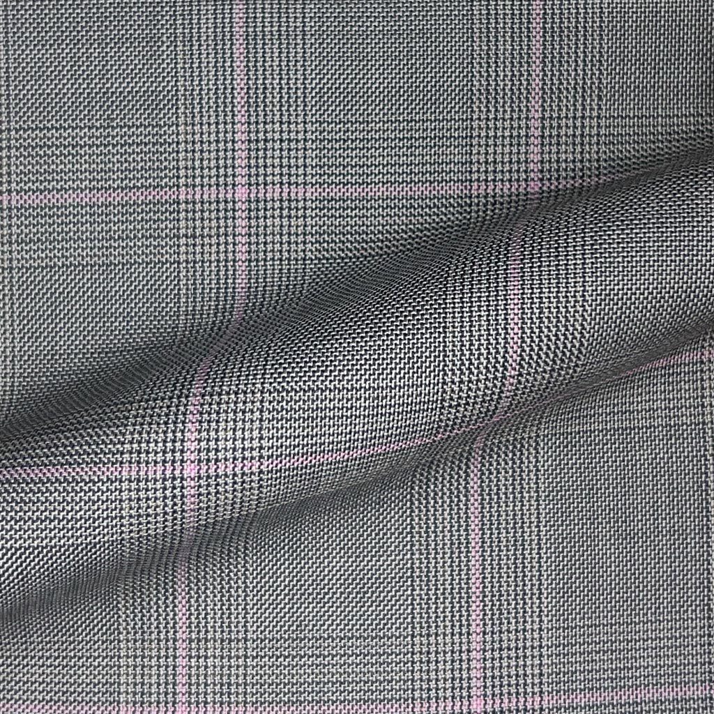 Westwood Hart Online Custom Hand Tailor Suits Sportcoats Trousers Waistcoats Overcoats Ash Grey With Pink Windowpane