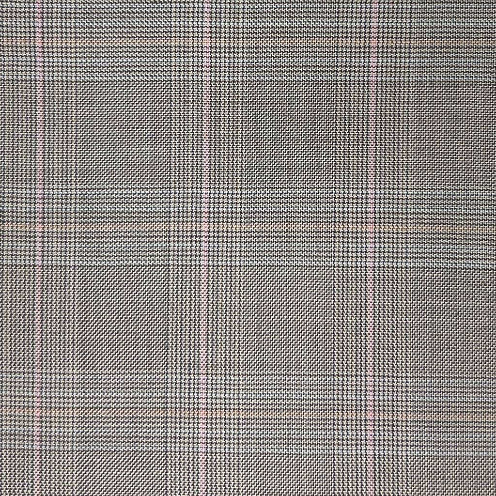 Westwood Hart Online Custom Hand Tailor Suits Sportcoats Trousers Waistcoats Overcoats Khaki Prince Of Wales Glen Plaid With Pink And Orange Windowpane