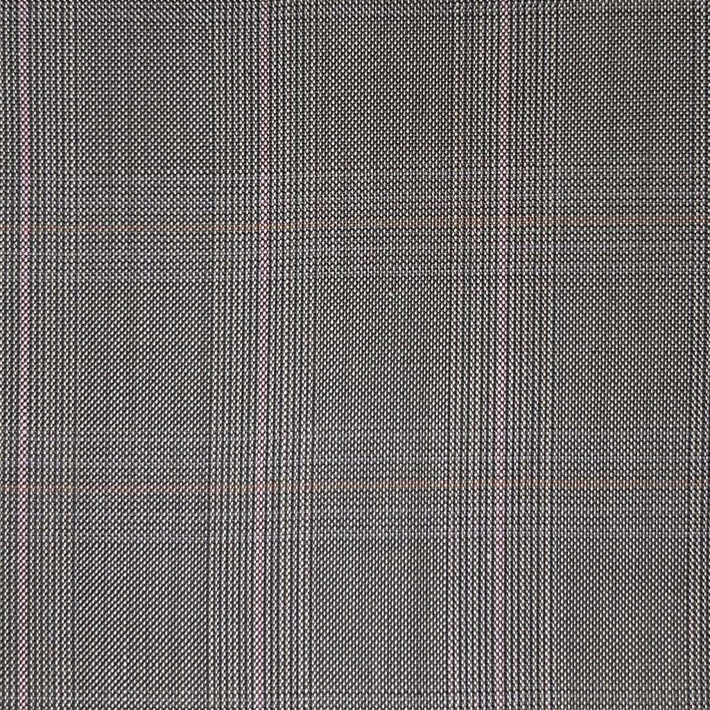 Westwood Hart Online Custom Hand Tailor Suits Sportcoats Trousers Waistcoats Overcoats Iron Brown Prince Of Wales Glen Plaid With Fine Pink And Orange Windowpane