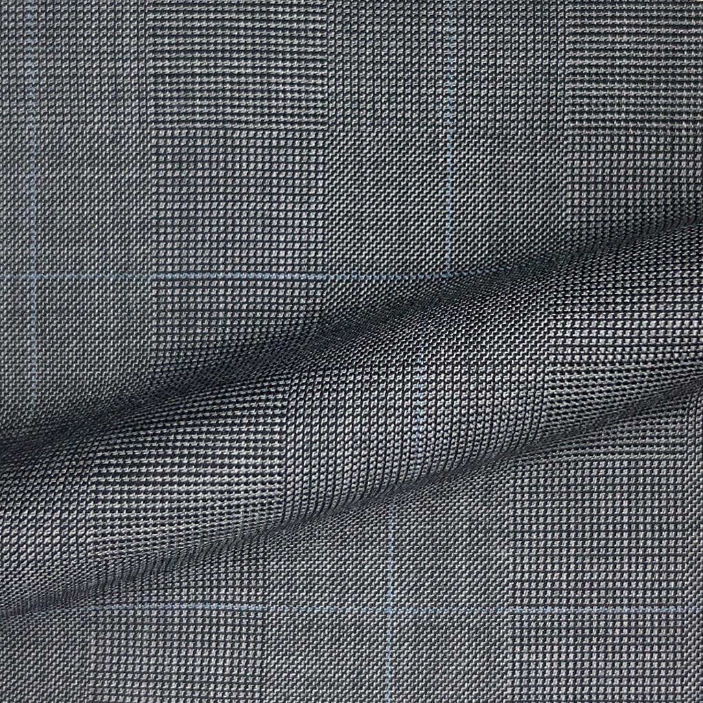 Westwood Hart Online Custom Hand Tailor Suits Sportcoats Trousers Waistcoats Overcoats Grey With Fine Blue Prince Of Wales Glen Plaid