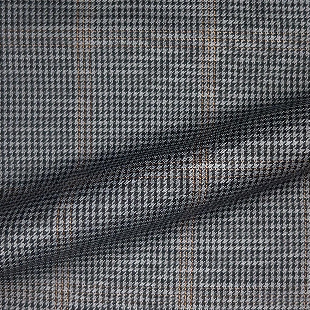 Westwood Hart Online Custom Hand Tailor Suits Sportcoats Trousers Waistcoats Overcoats Grey Houndstooth With Orange Windowpane