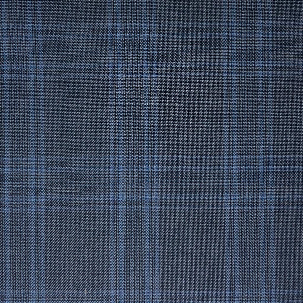 Westwood Hart Online Custom Hand Tailor Suits Sportcoats Trousers Waistcoats Overcoats Steel Blue Grid Check