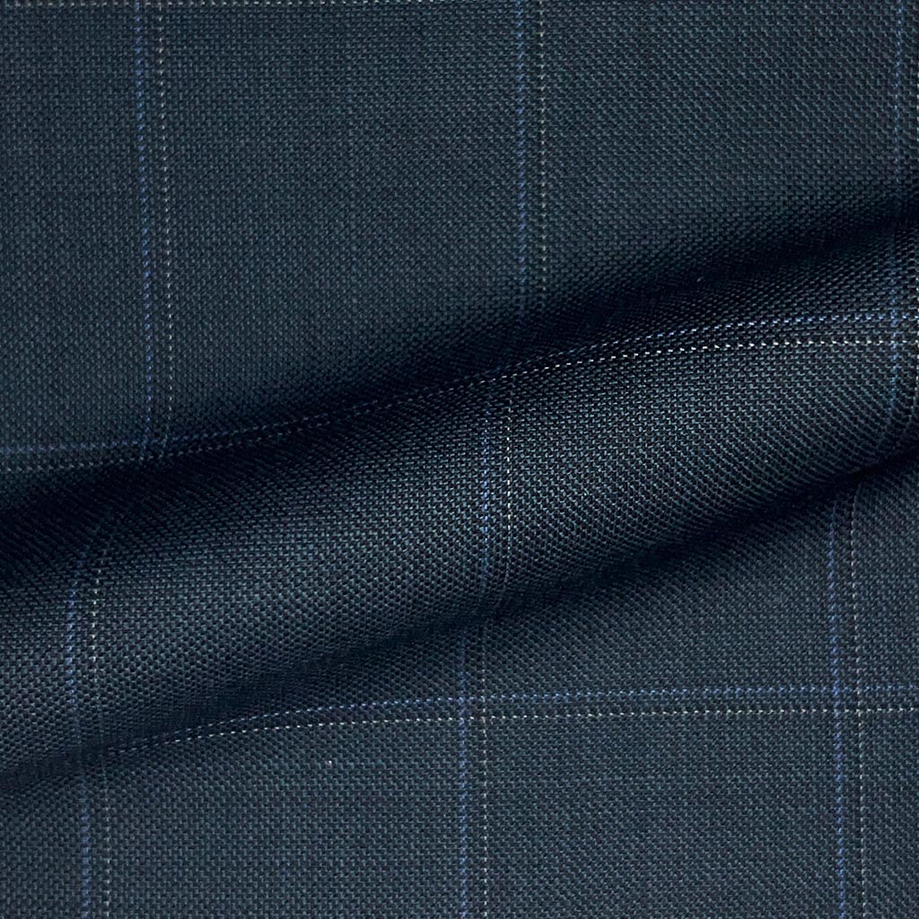 Westwood Hart Online Custom Hand Tailor Suits Sportcoats Trousers Waistcoats Overcoats Steel Navy With Blue And Light Grey Windowpane