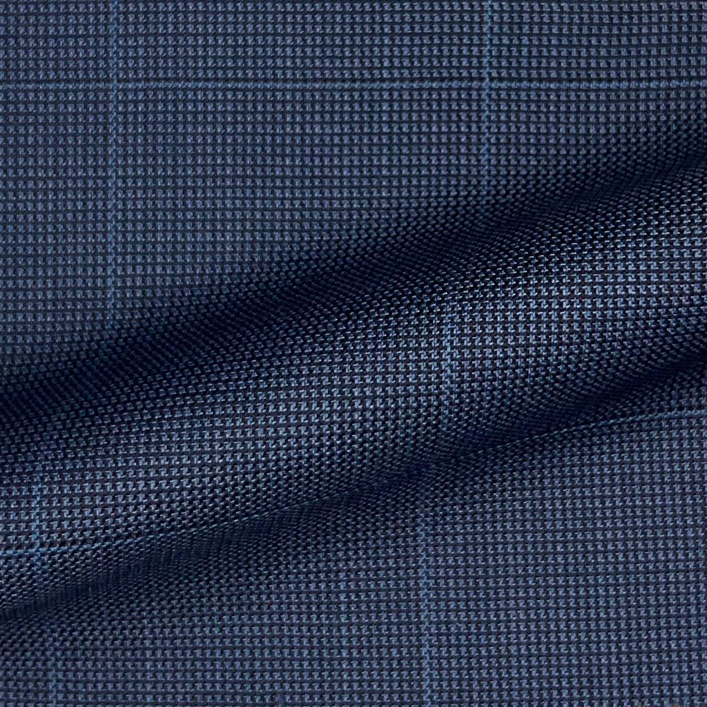 Westwood Hart Online Custom Hand Tailor Suits Sportcoats Trousers Waistcoats Overcoats Medium Blue Nailhead With Self Blue Windowpane