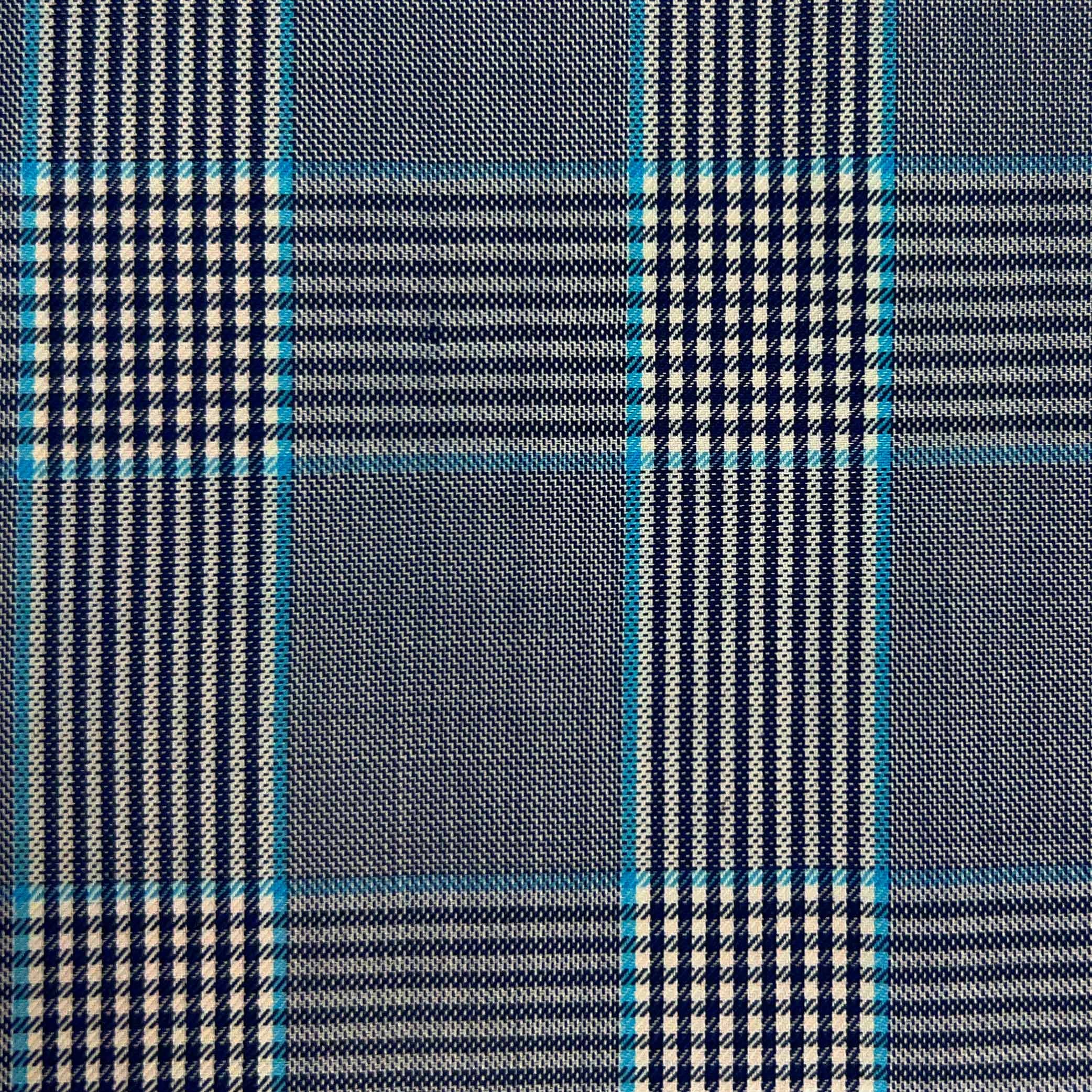 Westwood Hart Online Custom Hand Tailor Suits Sportcoats Trousers Waistcoats Overcoats Eggplant Sky Blue Prince Of Wales Glen Plaid Windowpane Design