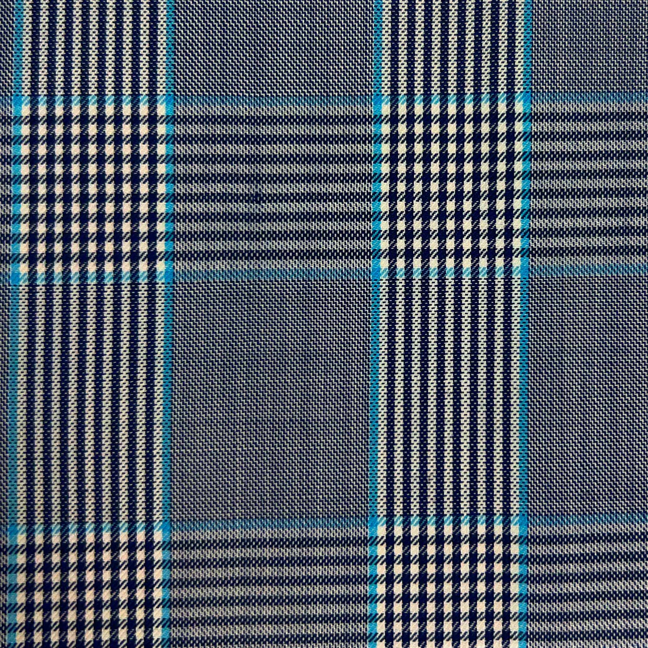 Westwood Hart Online Custom Hand Tailor Suits Sportcoats Trousers Waistcoats Overcoats Eggplant Sky Blue Prince Of Wales Glen Plaid Windowpane Design