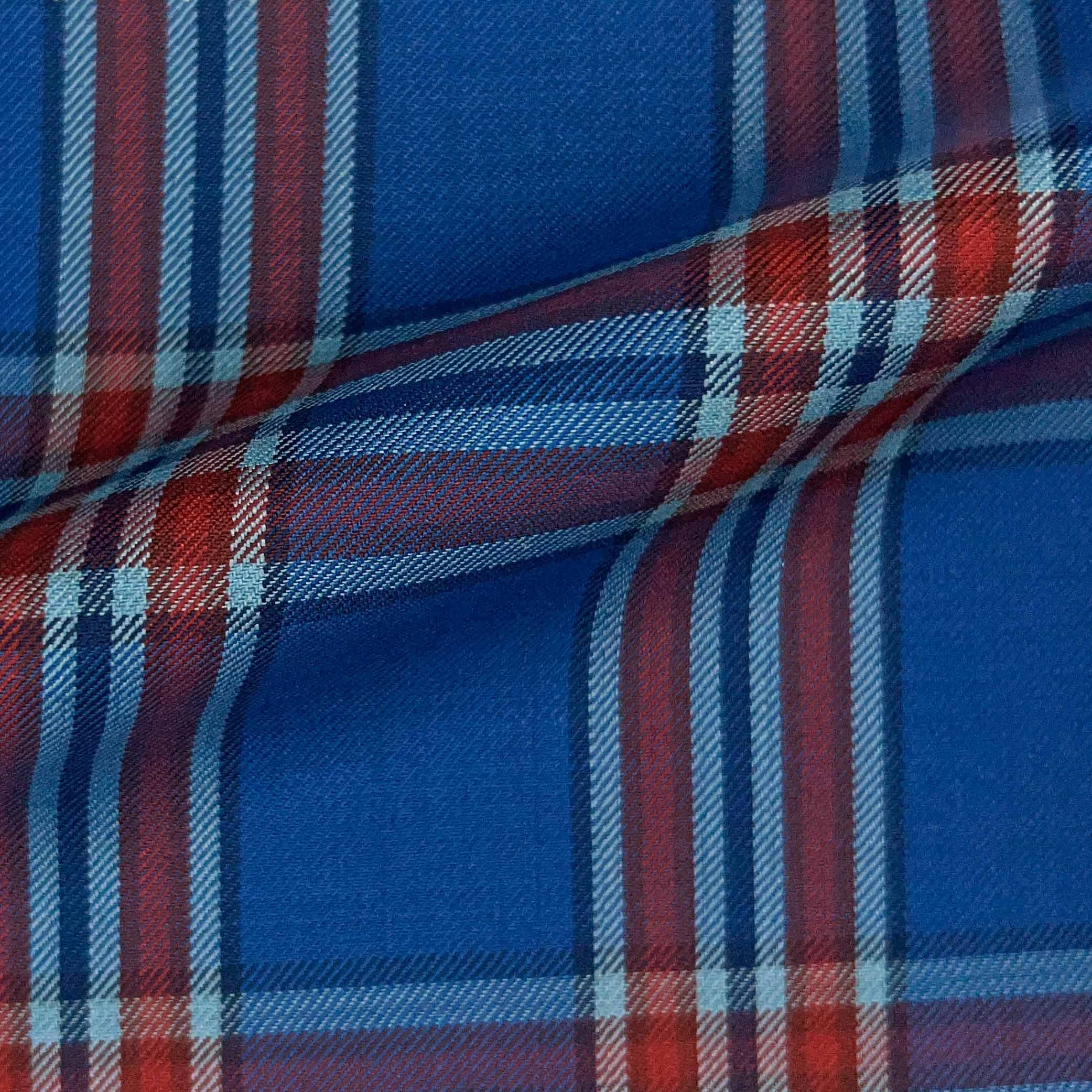 Westwood Hart Online Custom Hand Tailor Suits Sportcoats Trousers Waistcoats Overcoats Cobalt Blue Tomato Red Plaid Windowpane Design