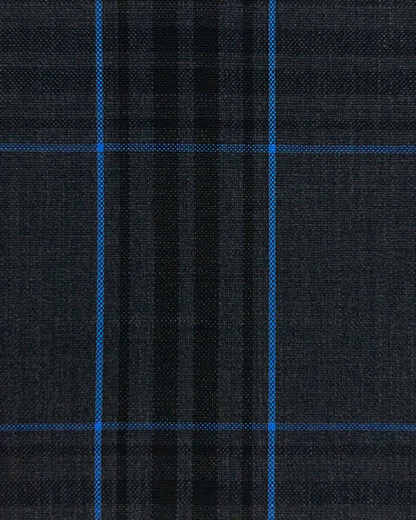 Westwood Hart Online Custom Hand Tailor Suits Sportcoats Trousers Waistcoats Overcoats Charcoal Grey Large Black Electric Blue Plaid Design