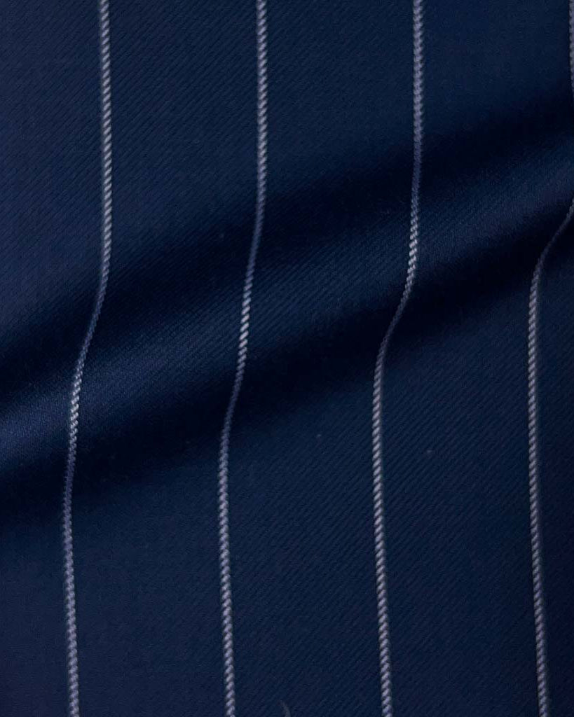 Westwood Hart Online Custom Hand Tailor Suits Sportcoats Trousers Waistcoats Overcoats Navy With 3/4" Wide Pinstripes