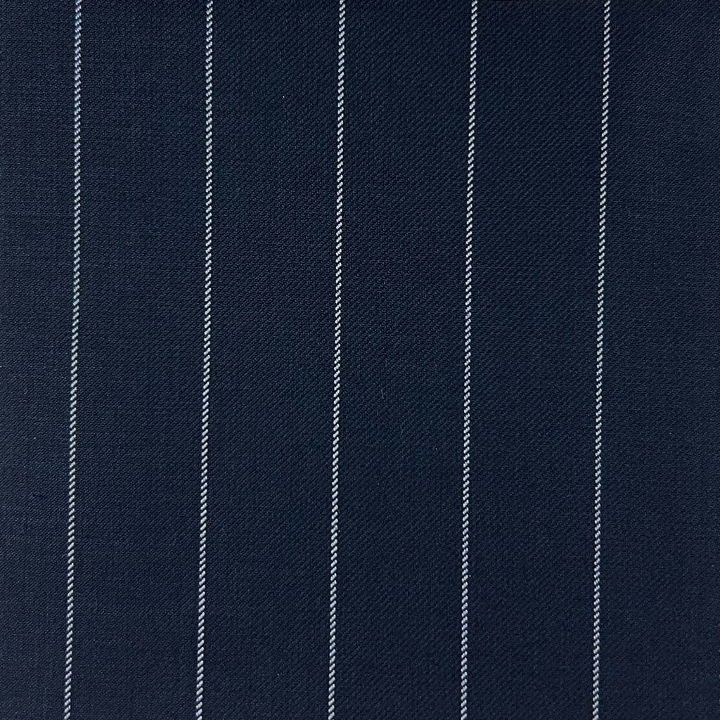 Westwood Hart Online Custom Hand Tailor Suits Sportcoats Trousers Waistcoats Overcoats Space Blue With 3/4" Wide Pinstripes