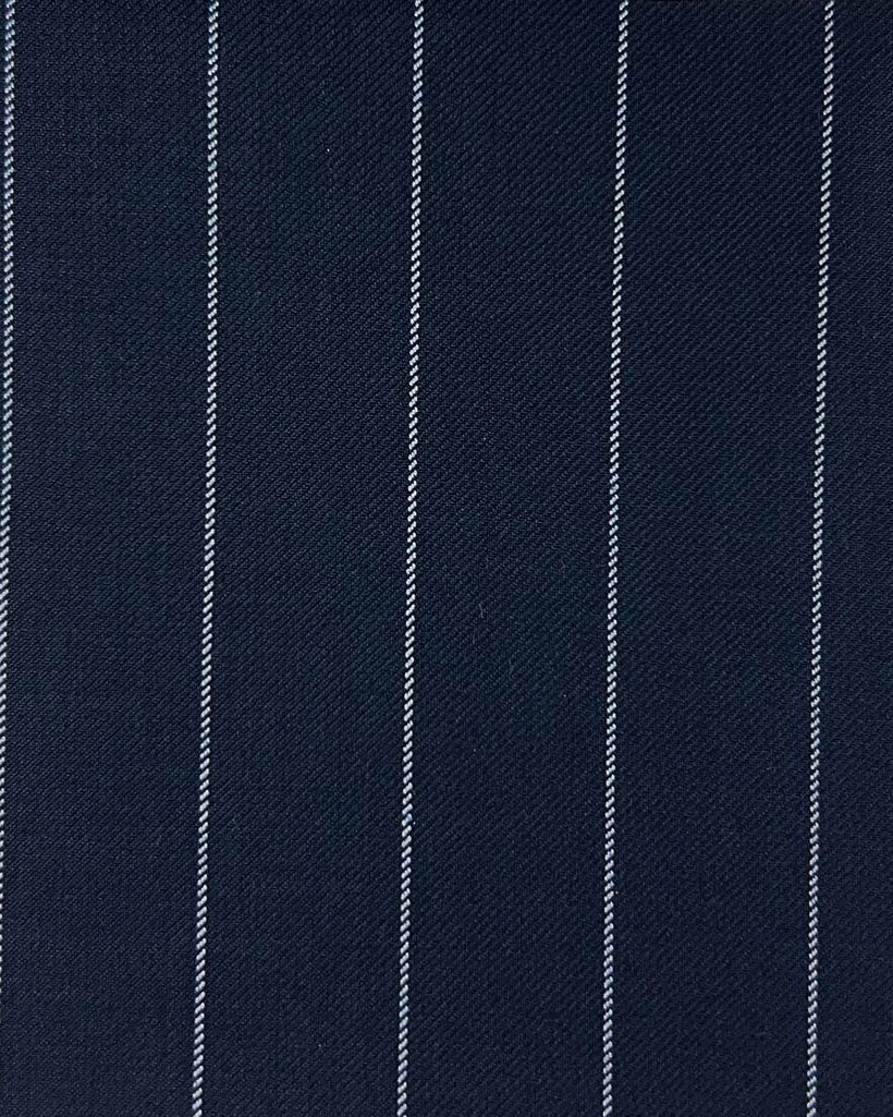 Westwood Hart Online Custom Hand Tailor Suits Sportcoats Trousers Waistcoats Overcoats Space Blue With 3/4" Wide Pinstripes