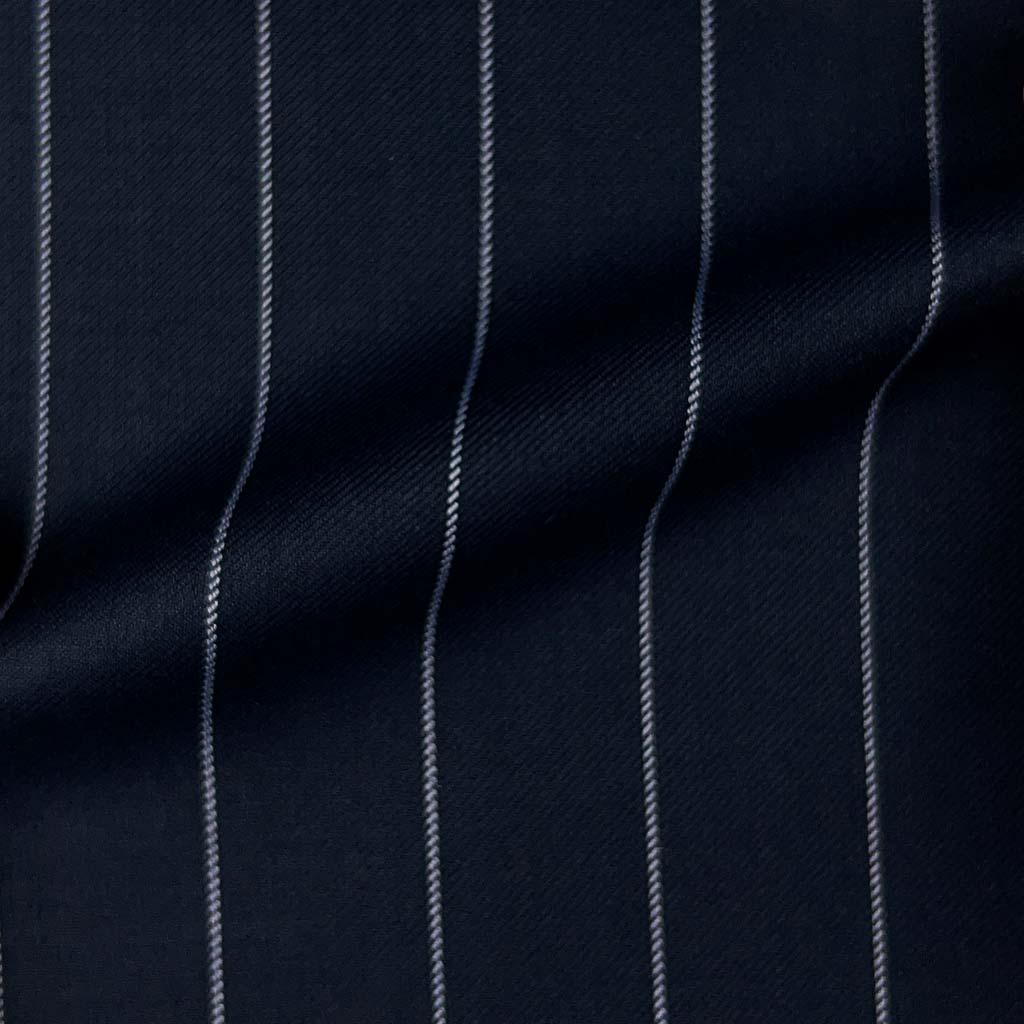 Westwood Hart Online Custom Hand Tailor Suits Sportcoats Trousers Waistcoats Overcoats Space Blue With 3/4" Wide Pinstripes