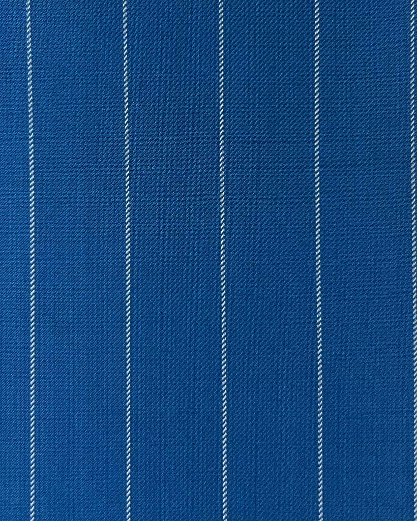 Westwood Hart Online Custom Hand Tailor Suits Sportcoats Trousers Waistcoats Overcoats Baby Blue With 3/4" Wide Pinstripes