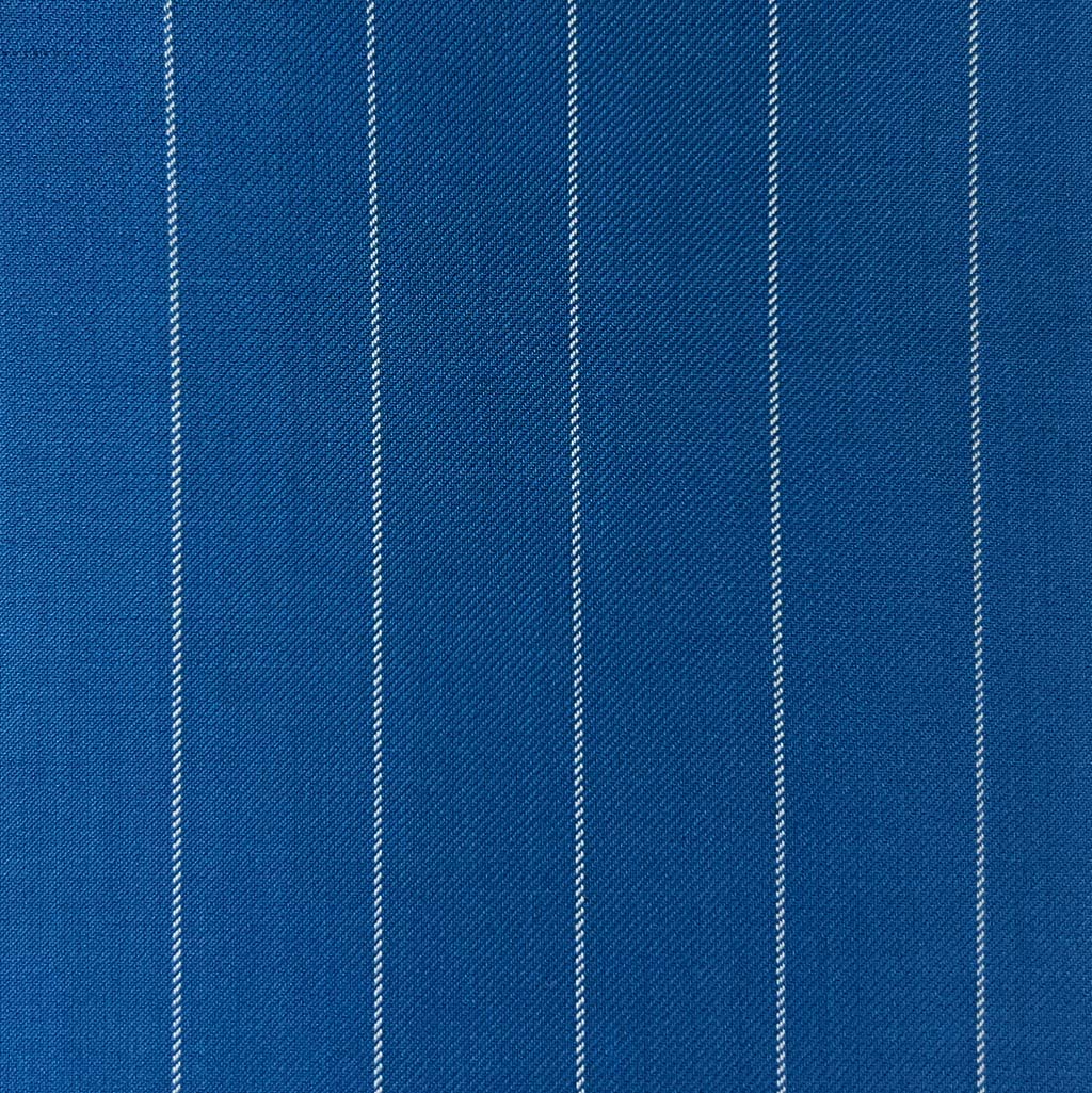 Westwood Hart Online Custom Hand Tailor Suits Sportcoats Trousers Waistcoats Overcoats Baby Blue With 3/4" Wide Pinstripes