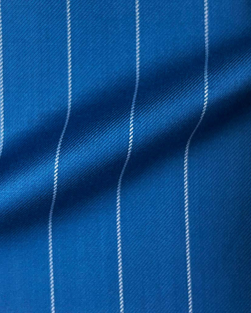 Westwood Hart Online Custom Hand Tailor Suits Sportcoats Trousers Waistcoats Overcoats Baby Blue With 3/4" Wide Pinstripes