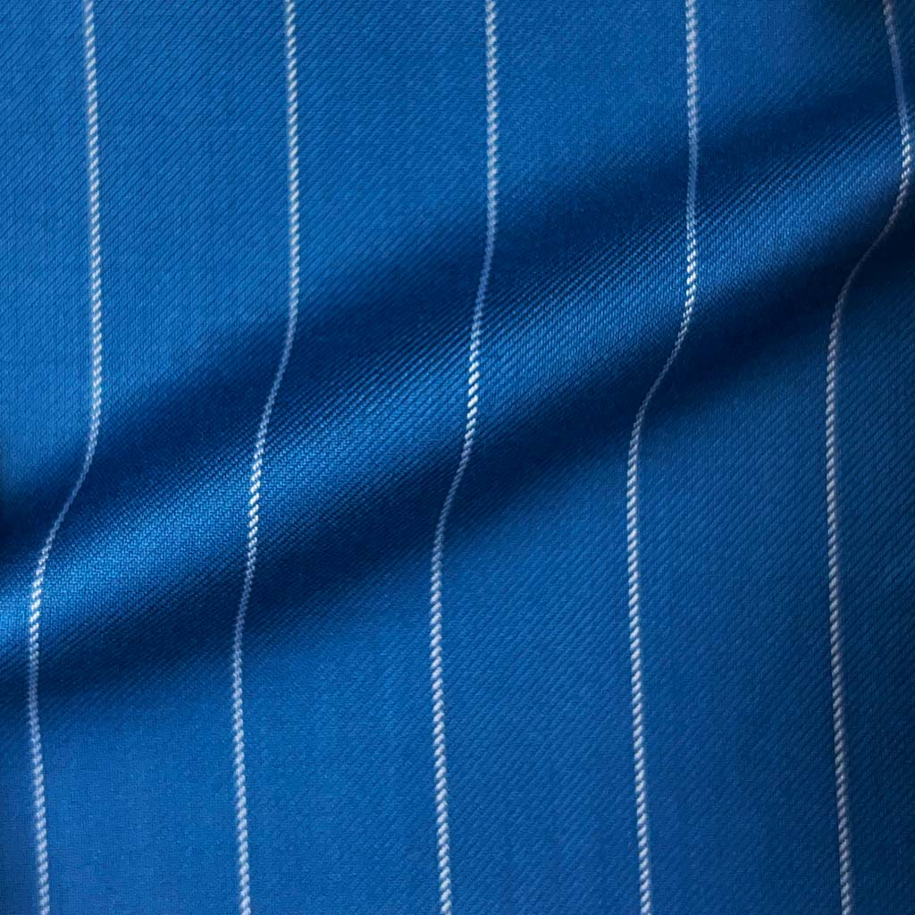 Westwood Hart Online Custom Hand Tailor Suits Sportcoats Trousers Waistcoats Overcoats Baby Blue With 3/4" Wide Pinstripes