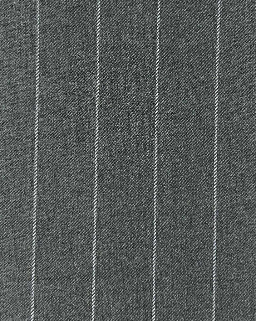 Westwood Hart Online Custom Hand Tailor Suits Sportcoats Trousers Waistcoats Overcoats Heather Grey With 3/4" Wide Pinstripes