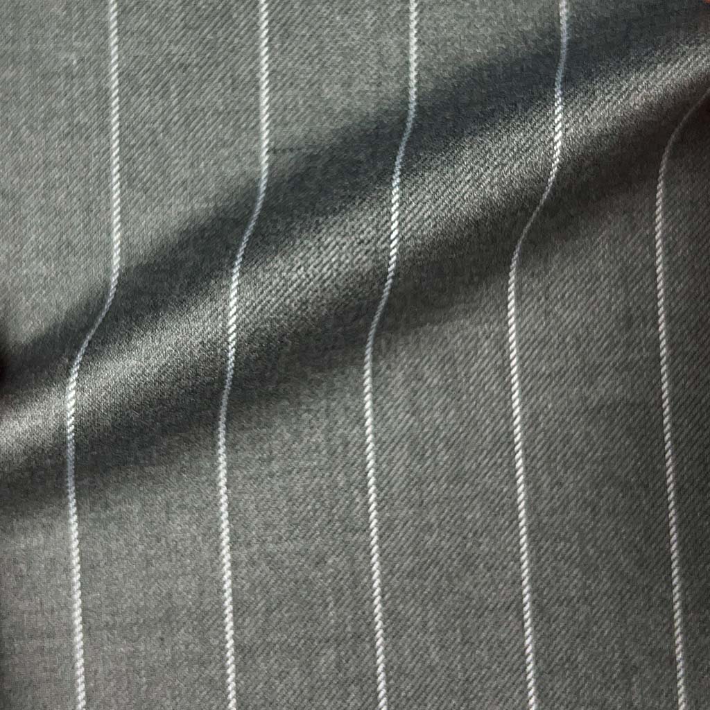 Westwood Hart Online Custom Hand Tailor Suits Sportcoats Trousers Waistcoats Overcoats Heather Grey With 3/4" Wide Pinstripes