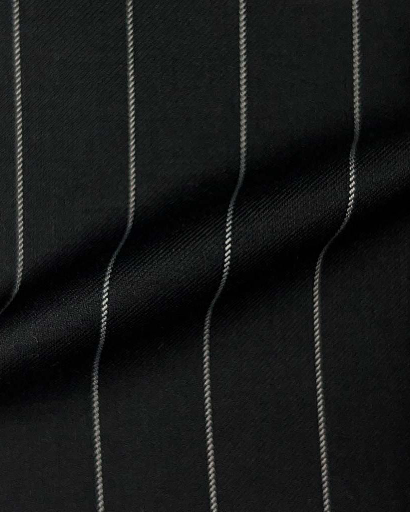 Westwood Hart Online Custom Hand Tailor Suits Sportcoats Trousers Waistcoats Overcoats Black With 3/4" Wide Pinstripes