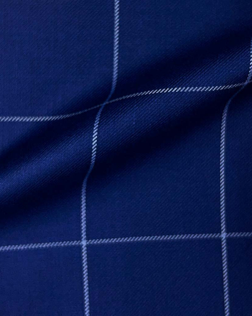 Westwood Hart Online Custom Hand Tailor Suits Sportcoats Trousers Waistcoats Overcoats Royal Blue Windowpane