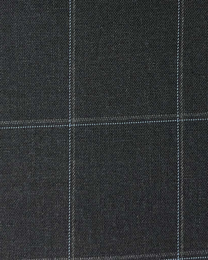 Westwood Hart Online Custom Hand Tailor Suits Sportcoats Trousers Waistcoats Overcoats Dark Grey With Sky Blue And Light Grey Windowpane