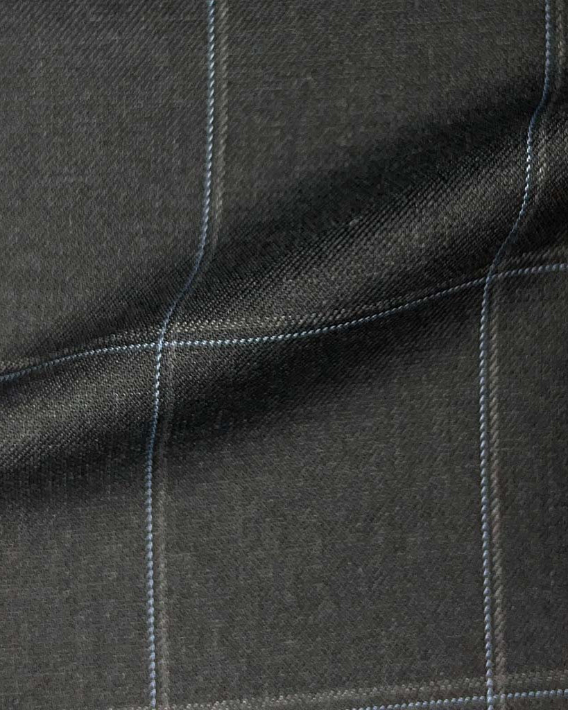 Westwood Hart Online Custom Hand Tailor Suits Sportcoats Trousers Waistcoats Overcoats Dark Grey With Sky Blue And Light Grey Windowpane