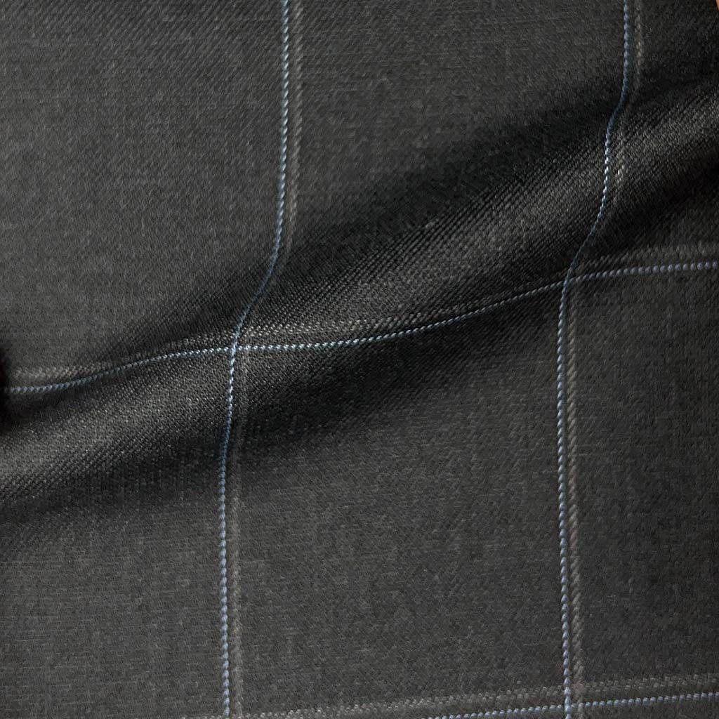 Westwood Hart Online Custom Hand Tailor Suits Sportcoats Trousers Waistcoats Overcoats Dark Grey With Sky Blue And Light Grey Windowpane