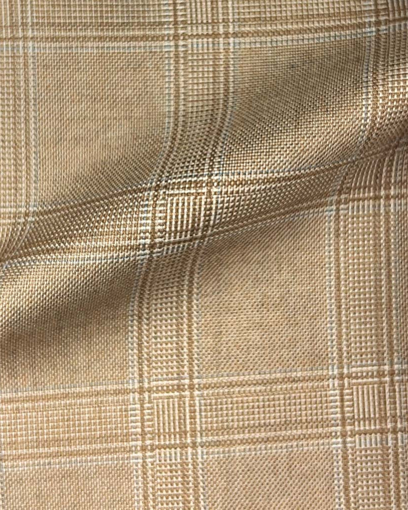 Westwood Hart Online Custom Hand Tailor Suits Sportcoats Trousers Waistcoats Overcoats Tan Self Plaid Design