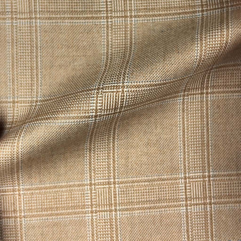 Westwood Hart Online Custom Hand Tailor Suits Sportcoats Trousers Waistcoats Overcoats Tan Self Plaid Design