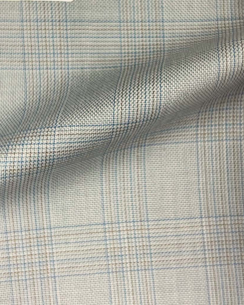 Westwood Hart Online Custom Hand Tailor Suits Sportcoats Trousers Waistcoats Overcoats Light Grey With Blue And Brown Plaid