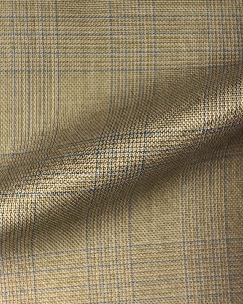 Westwood Hart Online Custom Hand Tailor Suits Sportcoats Trousers Waistcoats Overcoats Khaki With Blue Plaid