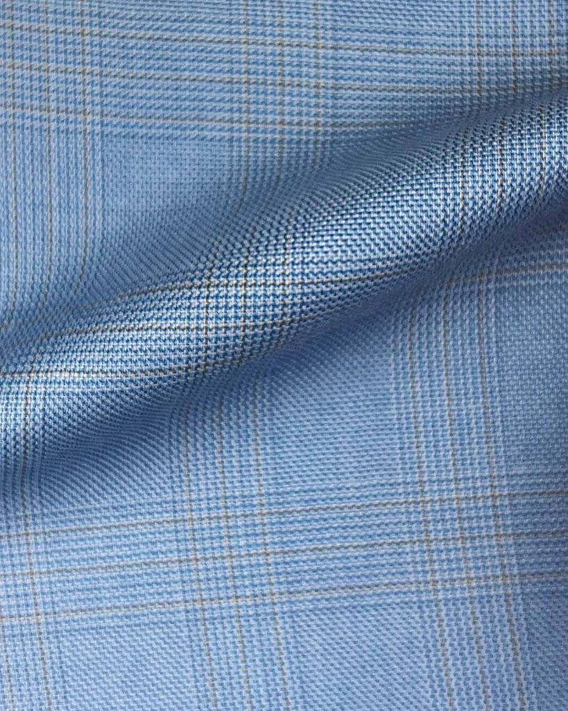 Westwood Hart Online Custom Hand Tailor Suits Sportcoats Trousers Waistcoats Overcoats Baby Blue With Brown Plaid
