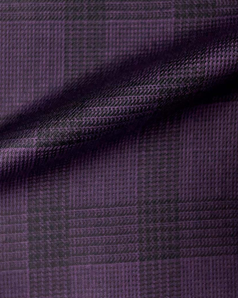 Westwood Hart Online Custom Hand Tailor Suits Sportcoats Trousers Waistcoats Overcoats Deep Purple Self Plaid Design