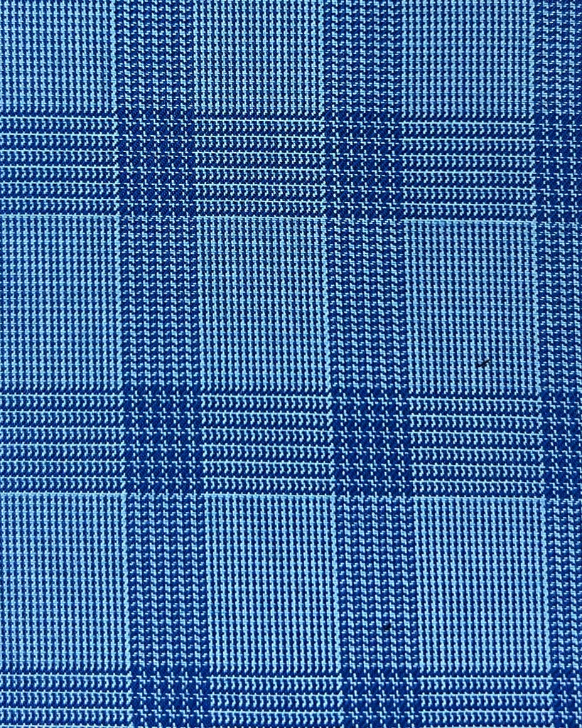 Westwood Hart Online Custom Hand Tailor Suits Sportcoats Trousers Waistcoats Overcoats Electric Blue Self Plaid Design