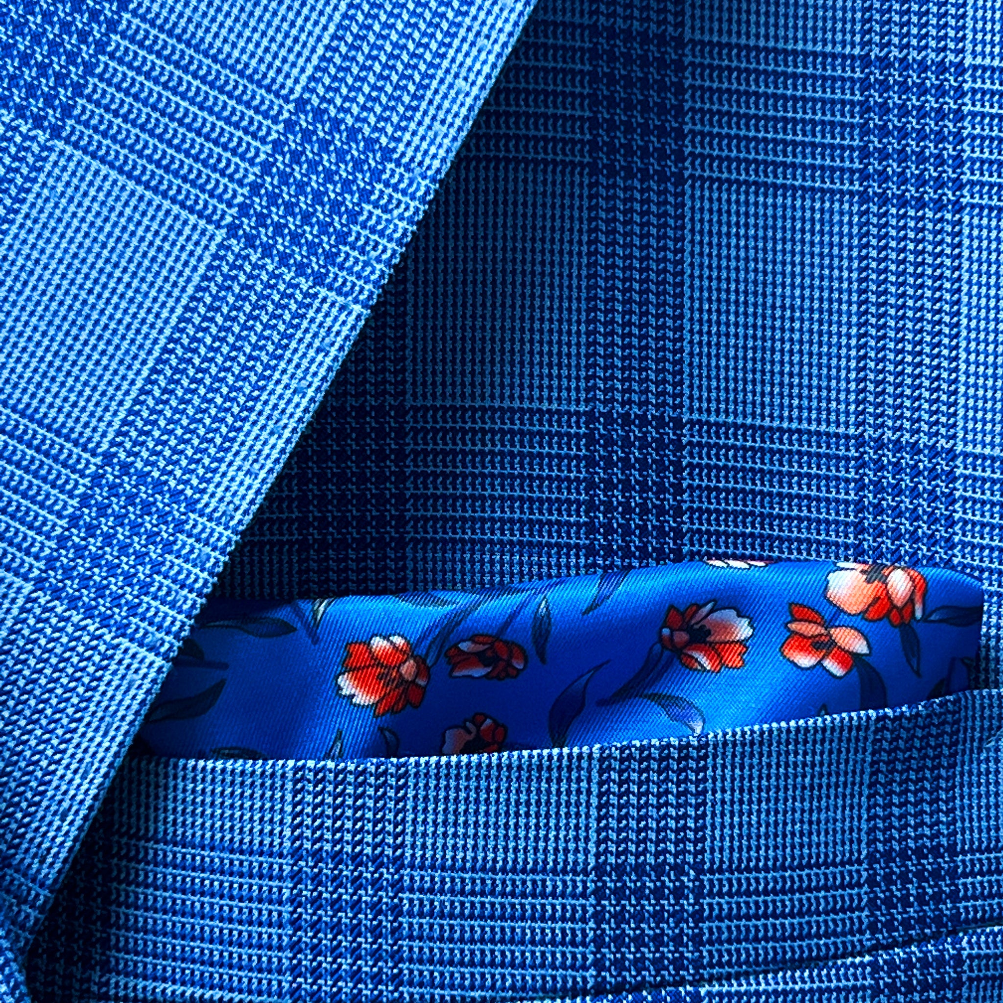 Westwood Hart Online Custom Hand Tailor Suits Sportcoats Trousers Waistcoats Overcoats Electric Blue Self Plaid Design