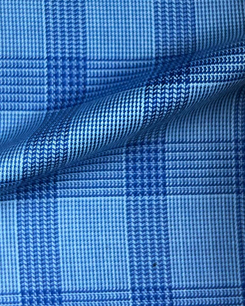 Westwood Hart Online Custom Hand Tailor Suits Sportcoats Trousers Waistcoats Overcoats Electric Blue Self Plaid Design