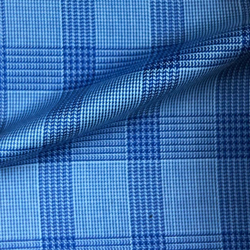 Westwood Hart Online Custom Hand Tailor Suits Sportcoats Trousers Waistcoats Overcoats Electric Blue Self Plaid Design