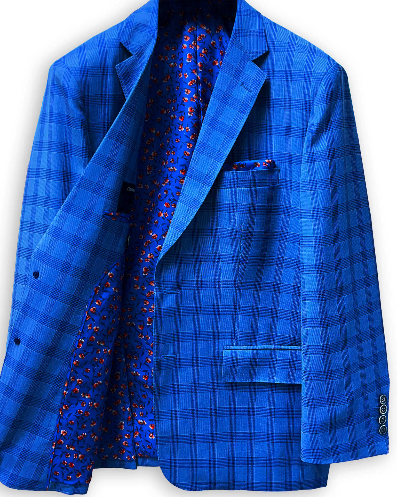 Westwood Hart Online Custom Hand Tailor Suits Sportcoats Trousers Waistcoats Overcoats Electric Blue Self Plaid Design