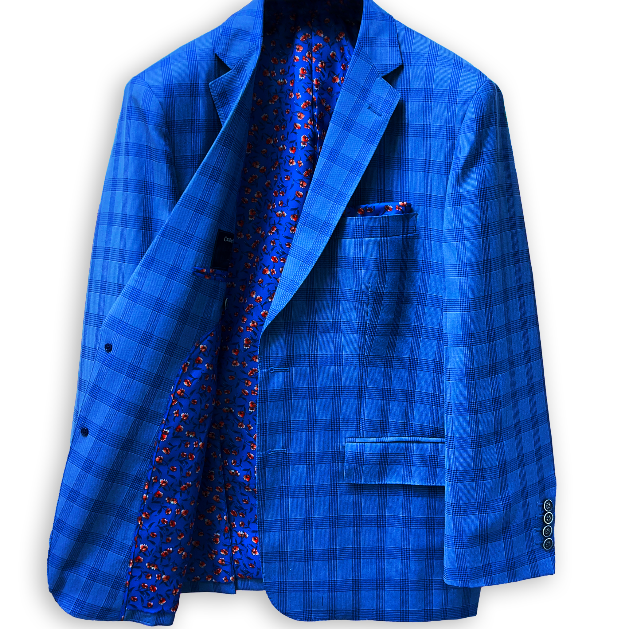 Westwood Hart Online Custom Hand Tailor Suits Sportcoats Trousers Waistcoats Overcoats Electric Blue Self Plaid Design