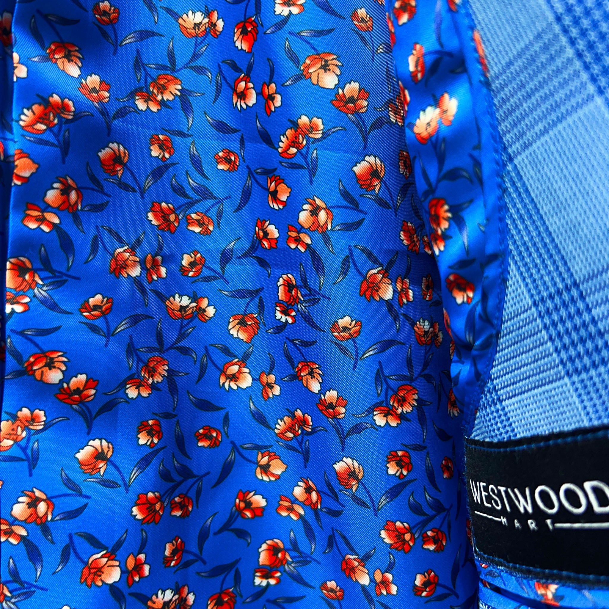 Westwood Hart Online Custom Hand Tailor Suits Sportcoats Trousers Waistcoats Overcoats Electric Blue Self Plaid Design