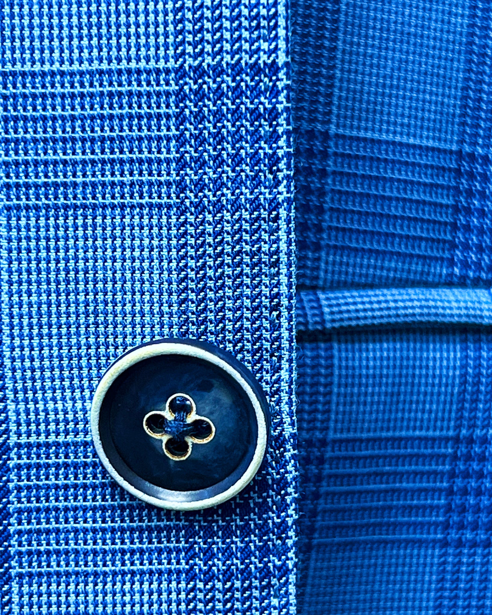 Westwood Hart Online Custom Hand Tailor Suits Sportcoats Trousers Waistcoats Overcoats Electric Blue Self Plaid Design