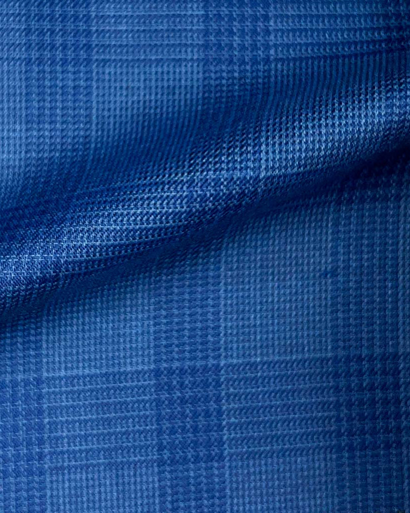 Westwood Hart Online Custom Hand Tailor Suits Sportcoats Trousers Waistcoats Overcoats Sapphire Blue Self Plaid Design