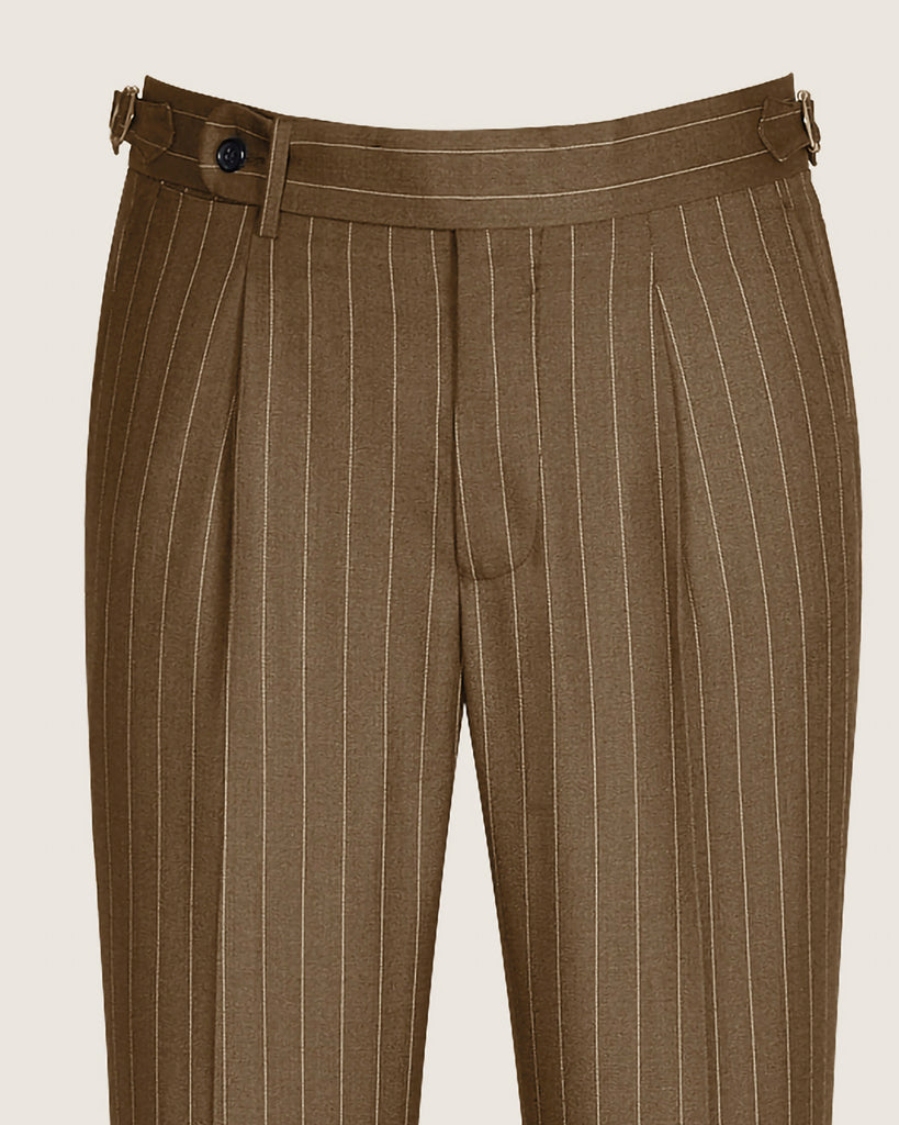 Westwood Hart Online Custom Hand Tailor Suits Sportcoats Trousers Waistcoats Overcoats Brown Pinstripes