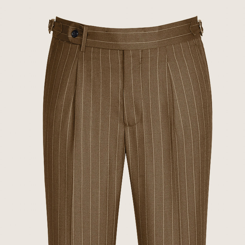Westwood Hart Online Custom Hand Tailor Suits Sportcoats Trousers Waistcoats Overcoats Brown Pinstripes