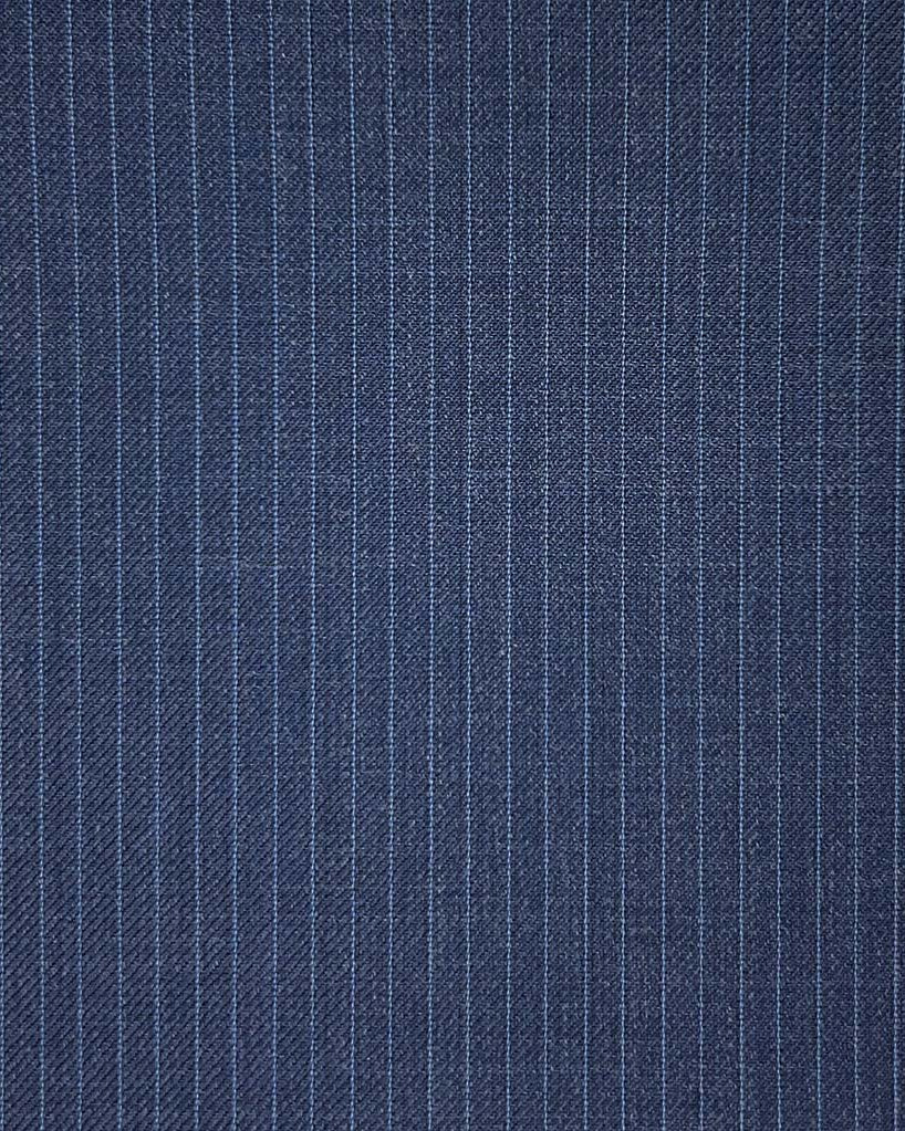 Westwood Hart Online Custom Hand Tailor Suits Sportcoats Trousers Waistcoats Overcoats Steel Blue Narrow Pinstripes