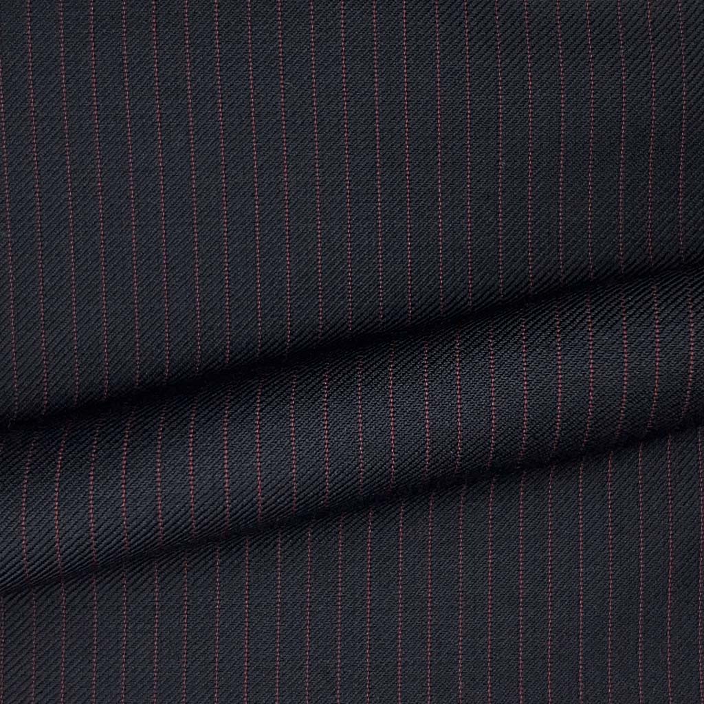 Westwood Hart Online Custom Hand Tailor Suits Sportcoats Trousers Waistcoats Overcoats Black With Red Narrow Pinstripes