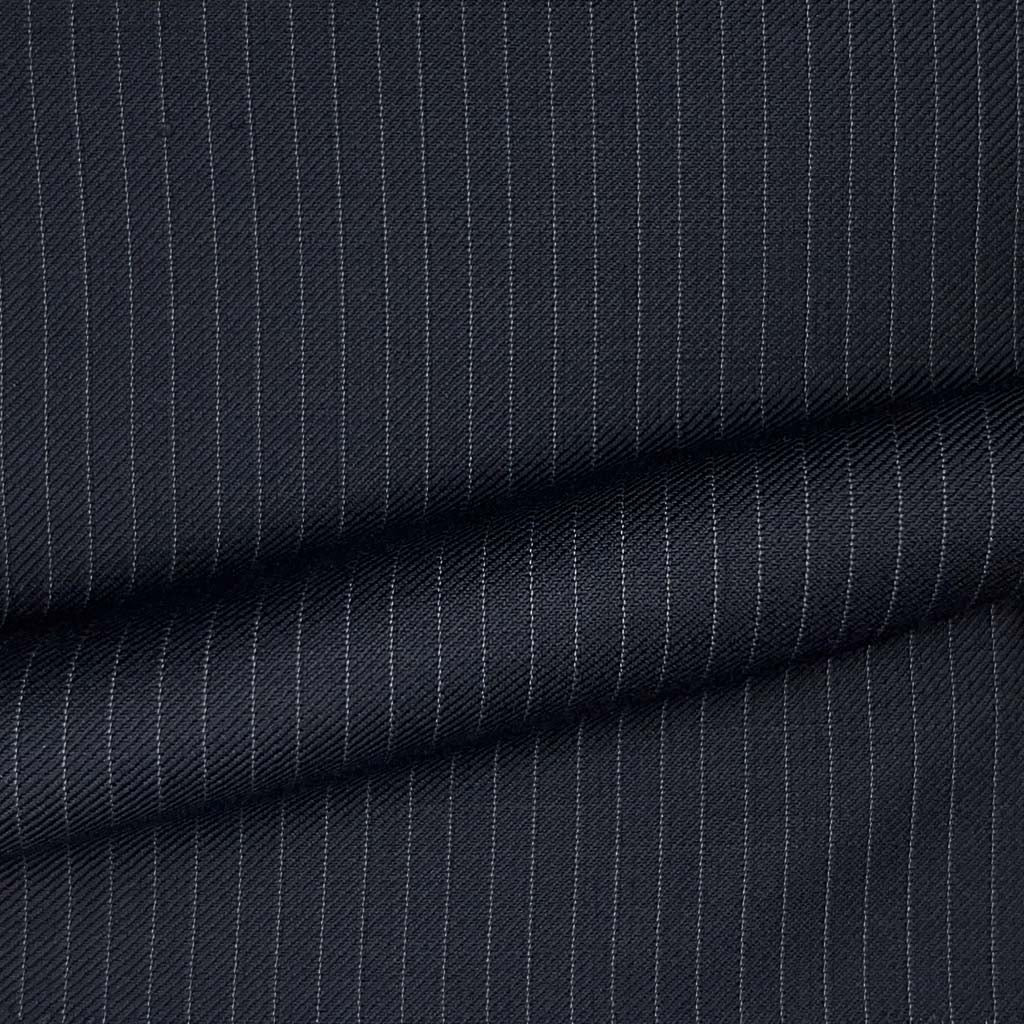 Westwood Hart Online Custom Hand Tailor Suits Sportcoats Trousers Waistcoats Overcoats Midnight Blue Narrow Pinstripes