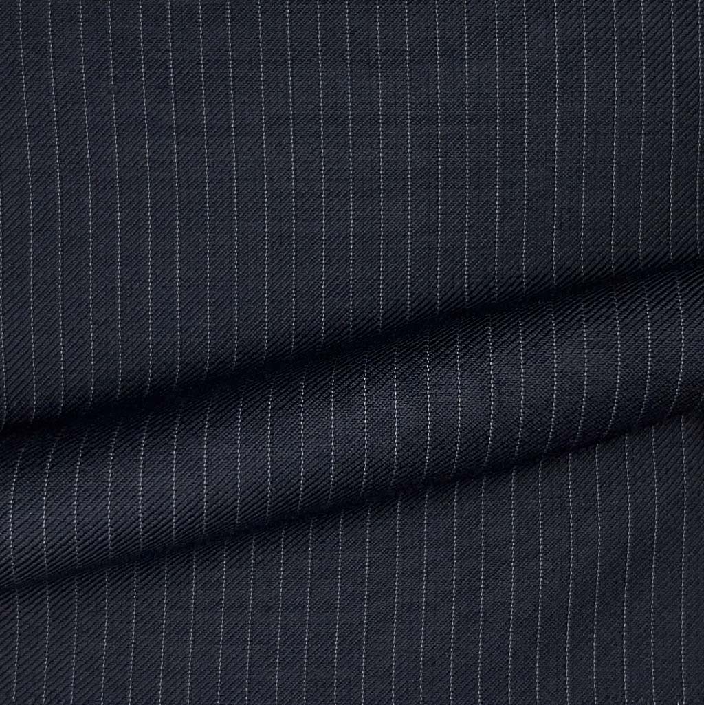 Westwood Hart Online Custom Hand Tailor Suits Sportcoats Trousers Waistcoats Overcoats Midnight Blue Narrow Pinstripes