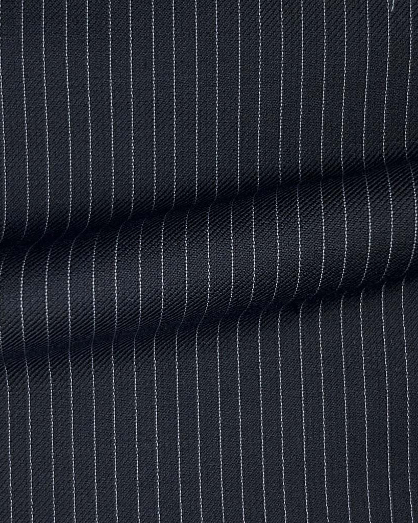 Westwood Hart Online Custom Hand Tailor Suits Sportcoats Trousers Waistcoats Overcoats Midnight Blue Narrow Pinstripes