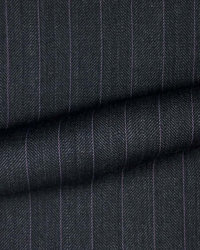 Westwood Hart Online Custom Hand Tailor Suits Sportcoats Trousers Waistcoats Overcoats Charcoal Grey Herringbone With Magenta Pinstripes